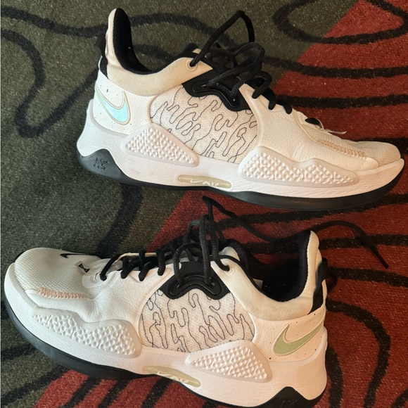 Nike PG 5 White/Multi-Color-Glacier Blue Black PG5 (CW3143 100) Men’s  8 Shoes - Picture 2 of 16